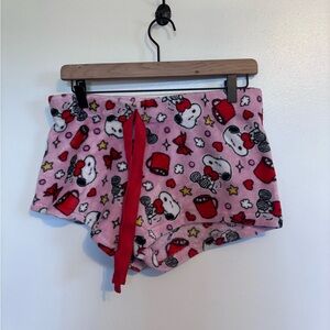 Peanuts pink fuzzy pj shorts with drawstring size medium